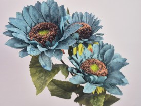 Vara 3 flores girasoles azules flores artificiales 